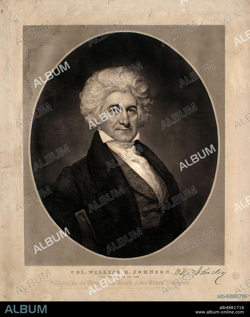 A. L. Dick, American, 19th century, After Henry Inman, (American, 18011846), Col. William R. Johnson, 'The Napoleon of the Turf', 18251865, Etching and engraving on paper, image: 12 13/16 x 10 5/8 in. (32.5 x 27 cm).