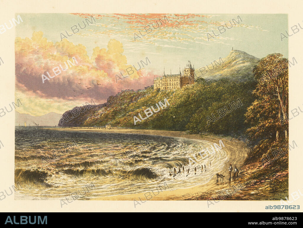 Dunrobin Castle, Sutherlandshire, Scotland. Medieval castle remodelled into a stately home with gardens in 1835-50 by architect Sir Charles Barry for the 20th Duke of Sutherland. Colour woodblock by Benjamin Fawcett in the Baxter process of an illustration by Alexander Francis Lydon from Reverend Francis Orpen Morriss Picturesque Views of the Seats of Noblemen and Gentlemen of Great Britain and Ireland, William Mackenzie, London, 1880.