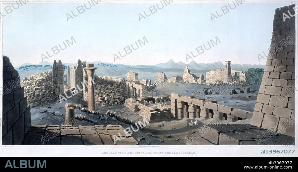General View of the Ruins of the Great Temple at Carnac', Egypt, 1820. The great temple at Karnak (Thebes) was built in the 14th-13th century BC in the reigns of Rameses I and Rameses II.