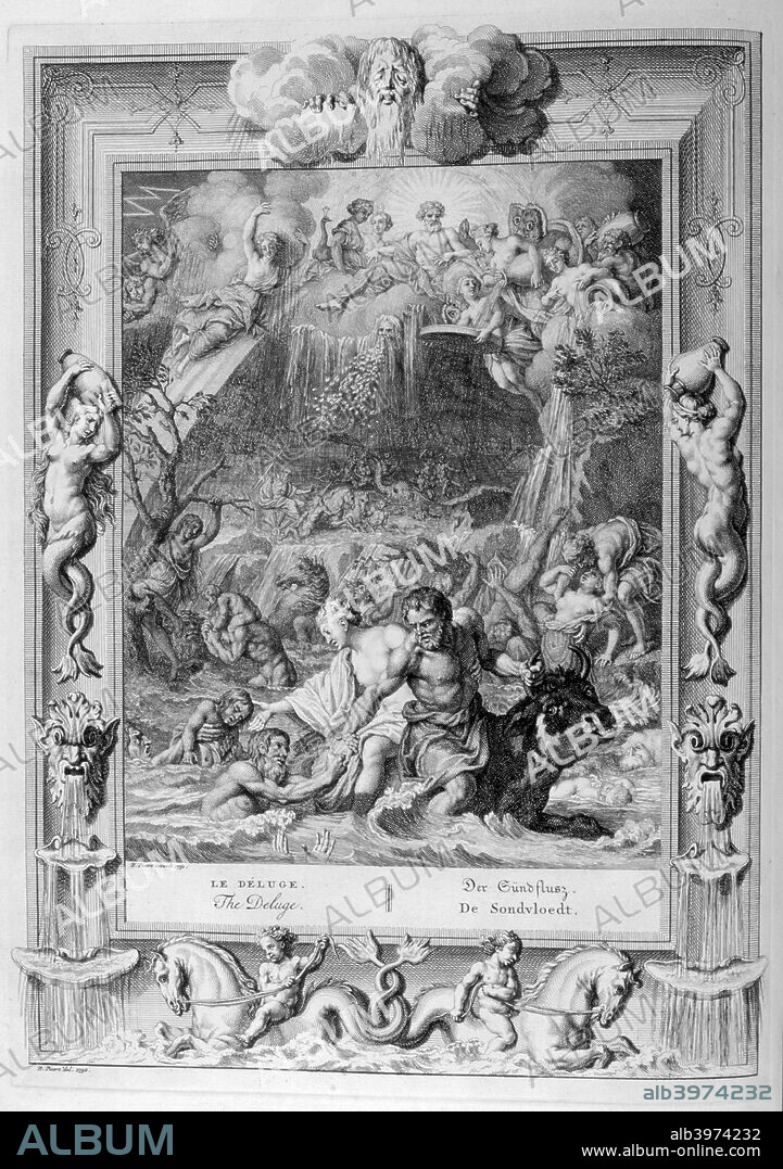 The Deluge, 1733. A plate from Le Temple des Muses, Amsterdam, 1733. Found in the collection of Jean Claude Carriere.