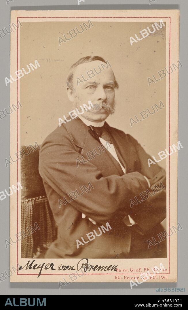 [Meyer George von Bremen]. Artist: Heinrich Graf (German, active 1860s). Dimensions: Approx. 10.2 x 6.3 cm (4 x 2 1/2 in.). Person in Photograph: Person in photograph Johann Georg Meyer (German, Bremen 1813-1880 Berlin). Date: 1860s.