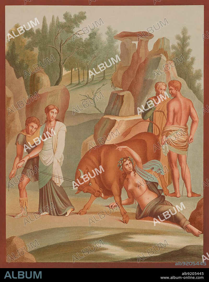 Kirke, Circe, eine Zauberin der griechischen Mythologie, Wandmalerei, Fresko aus dem historischen Pompeji, digital restauriert / Kirke, Circe, a sorceress of Greek mythology, wall painting, fresco from historical Pompeii, digitally restored.