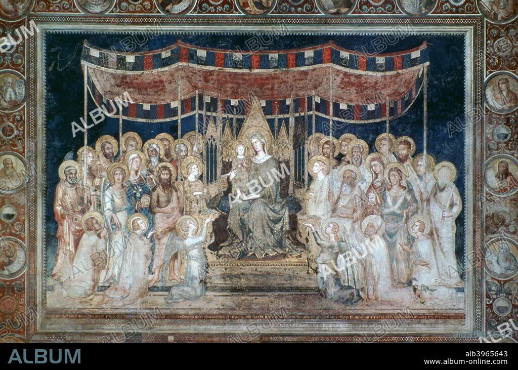 'Maesta', 1315. A fresco in the Palazzo Pubblico, Siena, Italy.