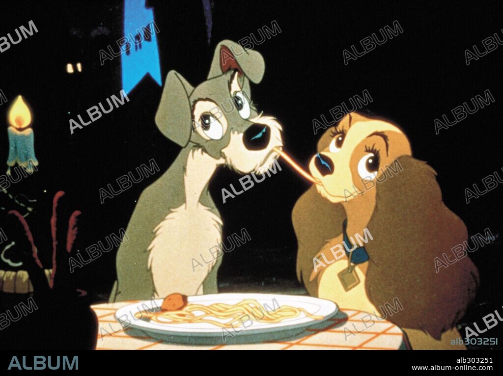 LA DAMA Y EL VAGABUNDO, 1955 (THE LADY AND THE TRAMP), dirigida por CLYDE GERONIMI, HAMILTON LUSKE y WILFRED JACKSON. Copyright WALT DISNEY PRODUCTIONS.