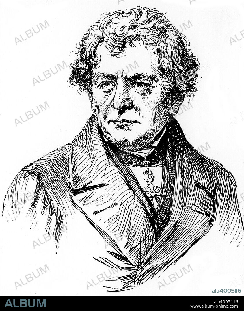 Georg Simon Ohm, 19th century German physicist, 1906. Ohm (1787-1854) discovered the law governing the relationships between voltage resistance and electric currents. His 'Ohm's Law' states that the relationship of current through most materials is directly proportional to the potential difference applied across the material (V=IR). This was published in his book 'Die galvanische Kette, mathematische bearbeitet' in 1827, in which he gave his theory of electricity. The Standard International unit of electrical resistivity, the ohm, is named after him. From A travers l'Electricite (About Electricity) by Georges Dary. (Paris, 1906).