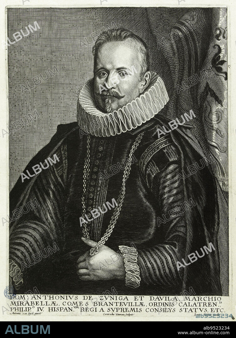 Marquis de Mirabel (Antonio de Zuniga y Davila), Van Dyck, Antoine or Anthonie or Antoon, Model, Waumans or Woumans, Conrad, Aquafortist, Meyssens, Joannes, Print editor, Before 1641, 2nd quarter of the 17th century, Graphic arts, Original print, Etching, Burin, Paper, Height: 27 cm, Width: 19.5 cm.