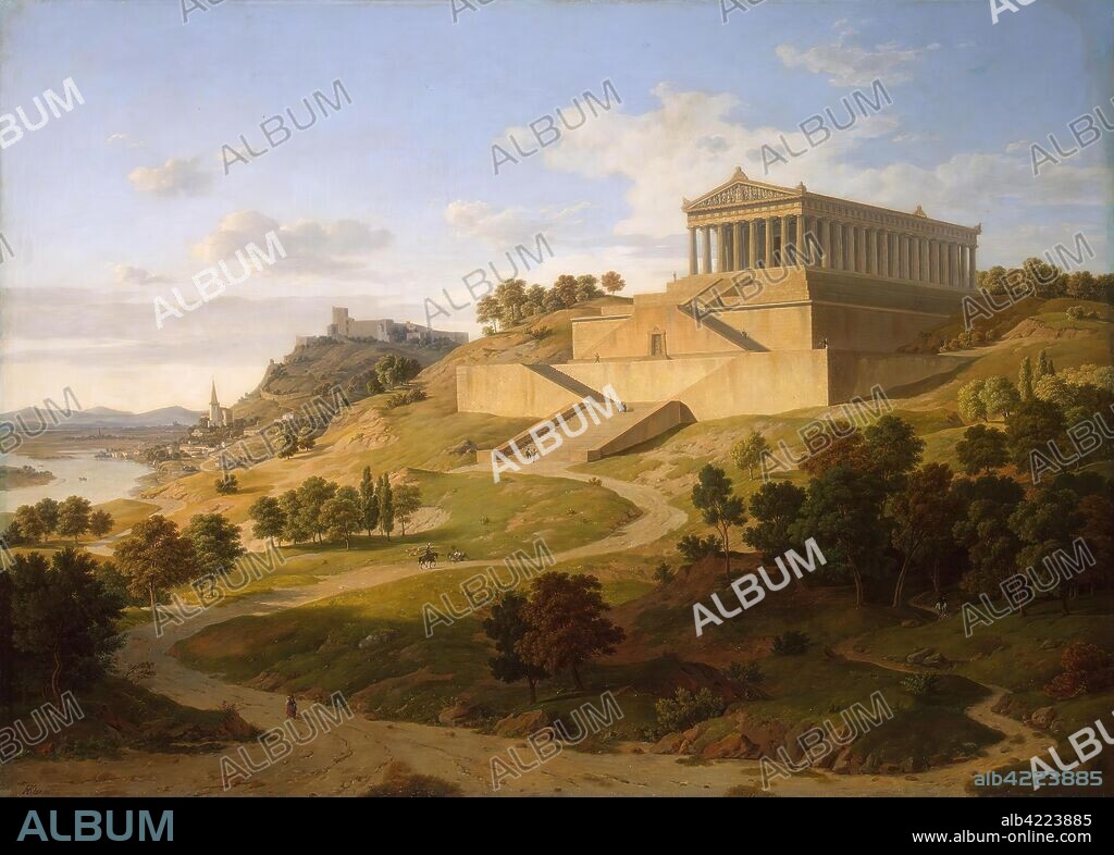 LEO VON KLENZE. 'View of the Valhalla near Regensburg'. Germany, 1836. Dimensions: 95x130 cm.
