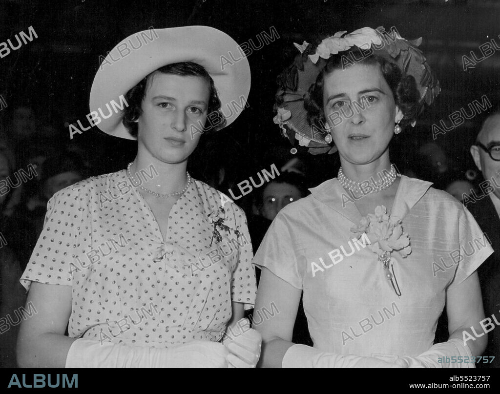 Rose Day Tour -- Princess Alexandra seen with her mother the Duchess of Kent during a tour of Alexandra Rose Day London centres to-day. June 24, 1952. (Photo by Daily Mail Contract Picture).
