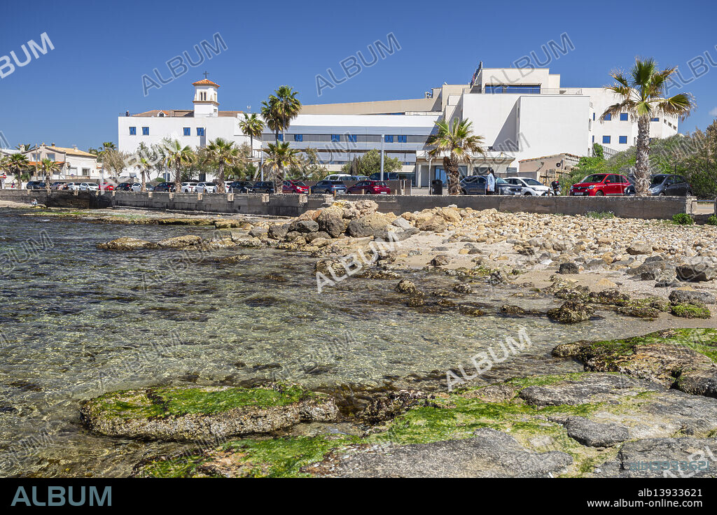 Sant Joan de Deu hospital facing the sea, Es Carnatge, Palma, Mallorca, Balearic islands, Spain.
