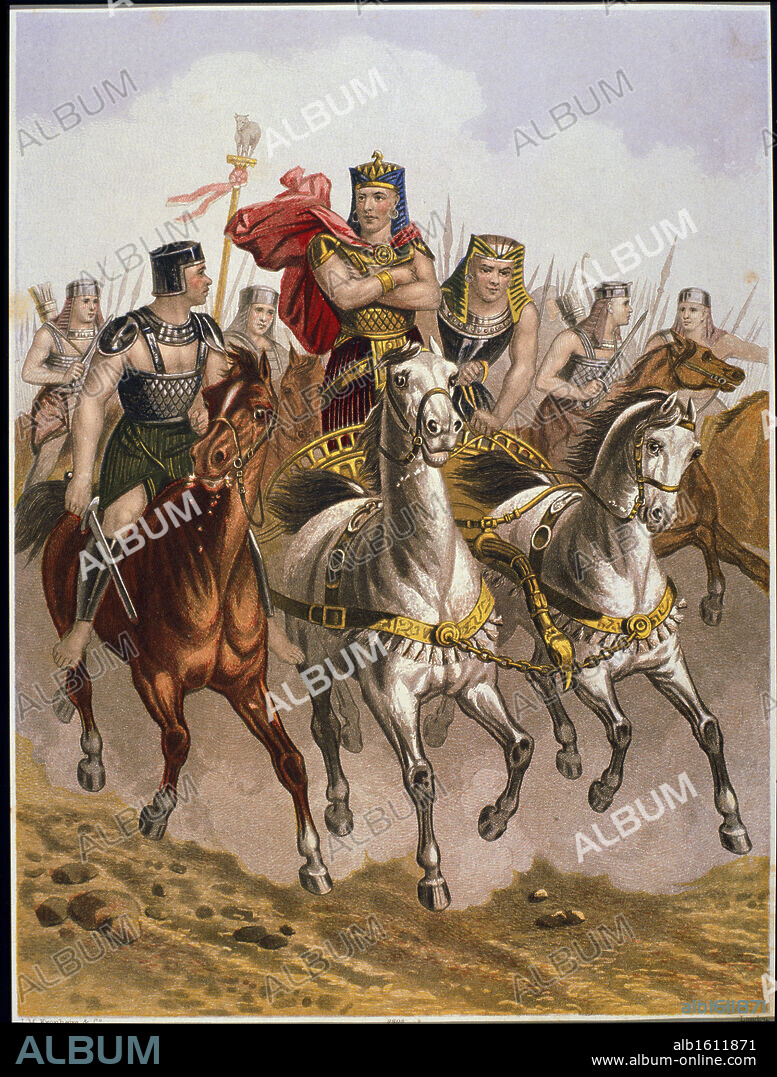 Pharaoh in Pursuit of Moses and the Israelites  Artist Unknown.