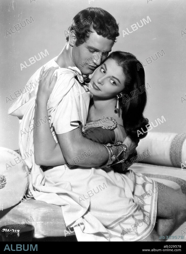 PAUL NEWMAN and PIER ANGELI in THE SILVER CHALICE, 1954, directed by VICTOR SAVILLE. Copyright WARNER BROTHERS.