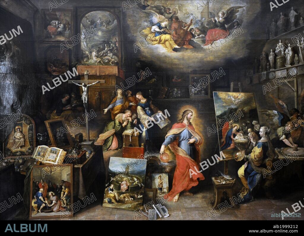 ARTE BARROCO. FLANDES. Frans Francken el Joven (Amberes, 1581-1642). Pintor barroco flamenco, el más conocido y fructífero de los Francken, familia de artistas. "Cristo en el estudio" (pintura sacra). Museo de Bellas Artes. Budapest. Hungría.