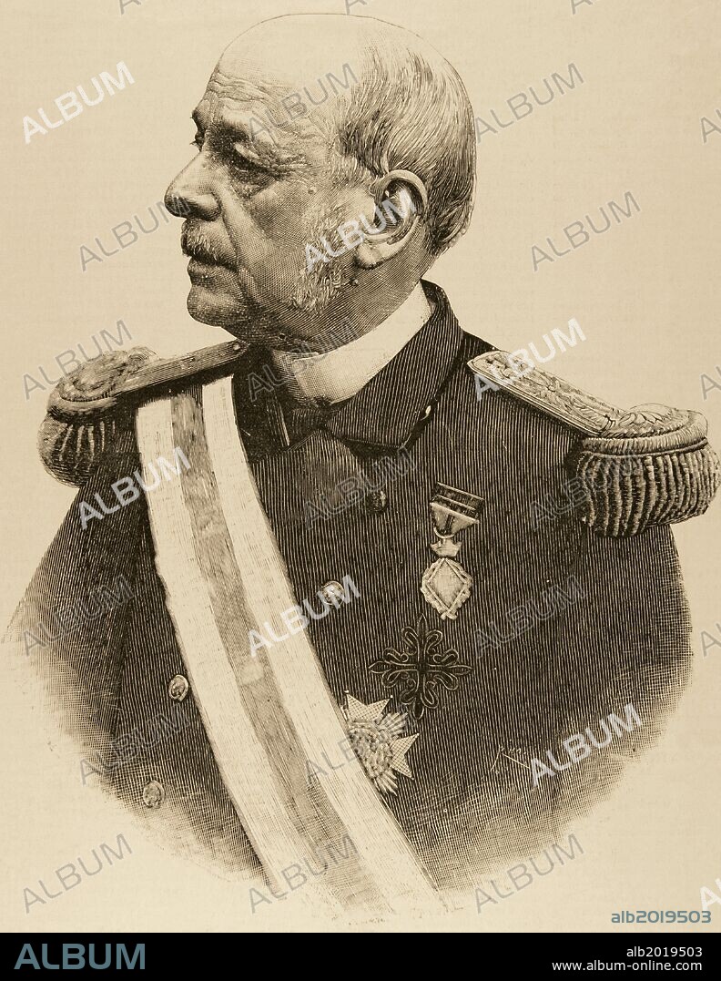José María Beránger y Ruiz de Apodaca (1824-1907). Militar y ministro español. Grabado "La Ilustración Española y Americana", 1892.