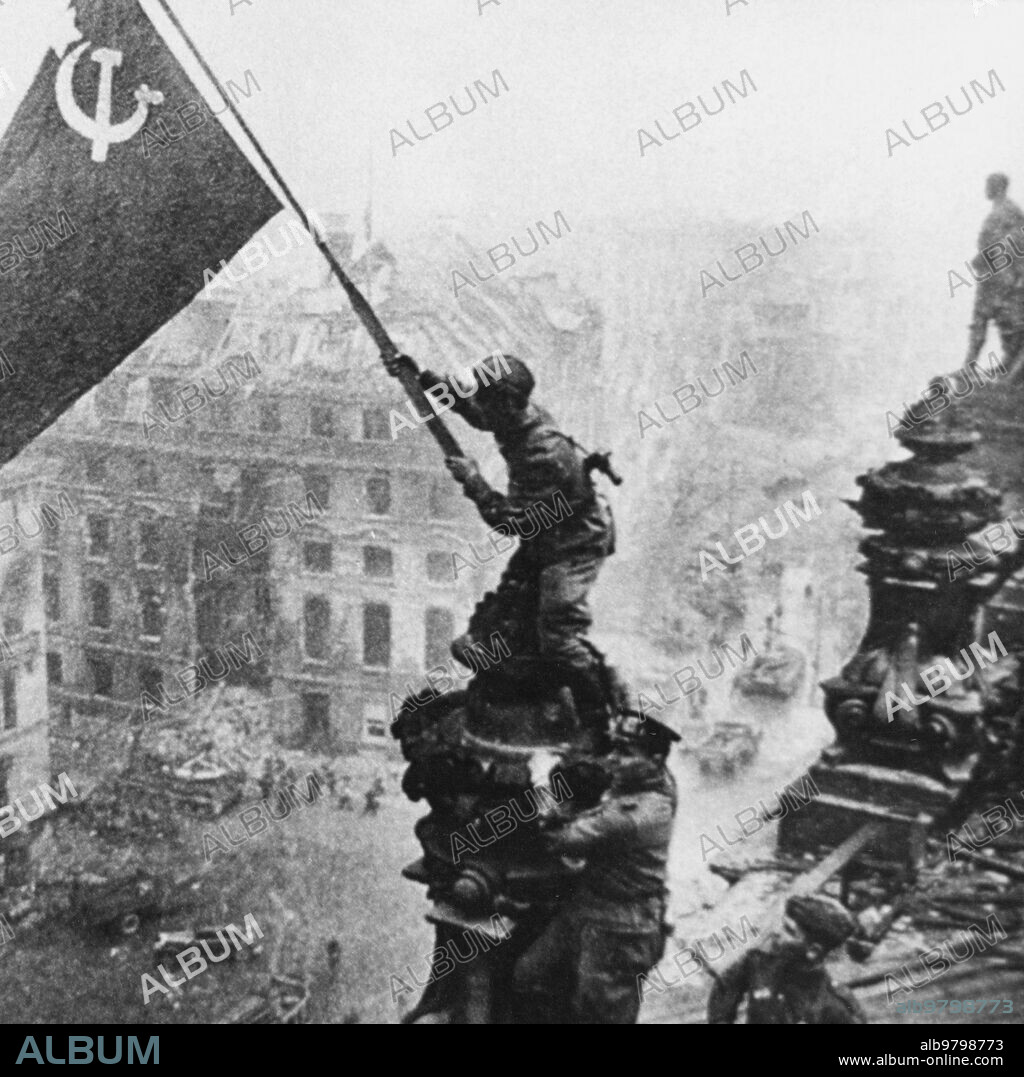 Germany. Berlin. Russian Soldier On Reichstag. 1945.