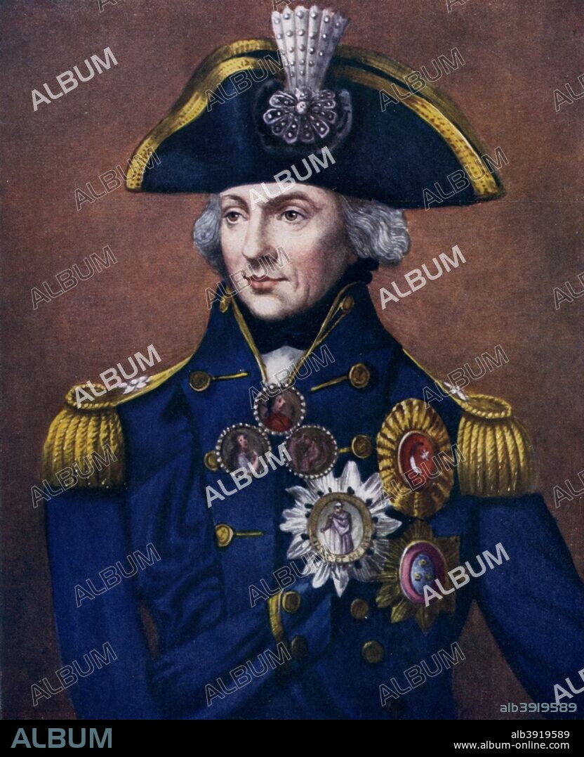 'Admiral Sir Horatio Nelson', 1798-1799, (c1920). Portrait of Nelson after his victory at the Battle of the Nile. One of Britain's greatest military figures, Admiral Nelson (1758-1805) was the victor at a number of naval battles in the Napoleonic Wars, including the Battle of the Nile (1798), Copenhagen (1801) and most famously, Trafalgar (1805) where he was fatally wounded. Illustration from Story of the British Nation, Volume III, Walter Hutchinson, (London, c1920s).