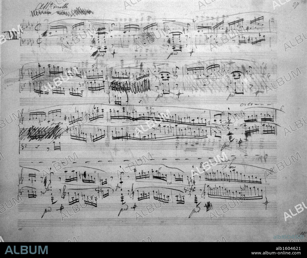 Original score of Prelude Number 18 written by Frederic Chopin, Valdemossa, Spain.