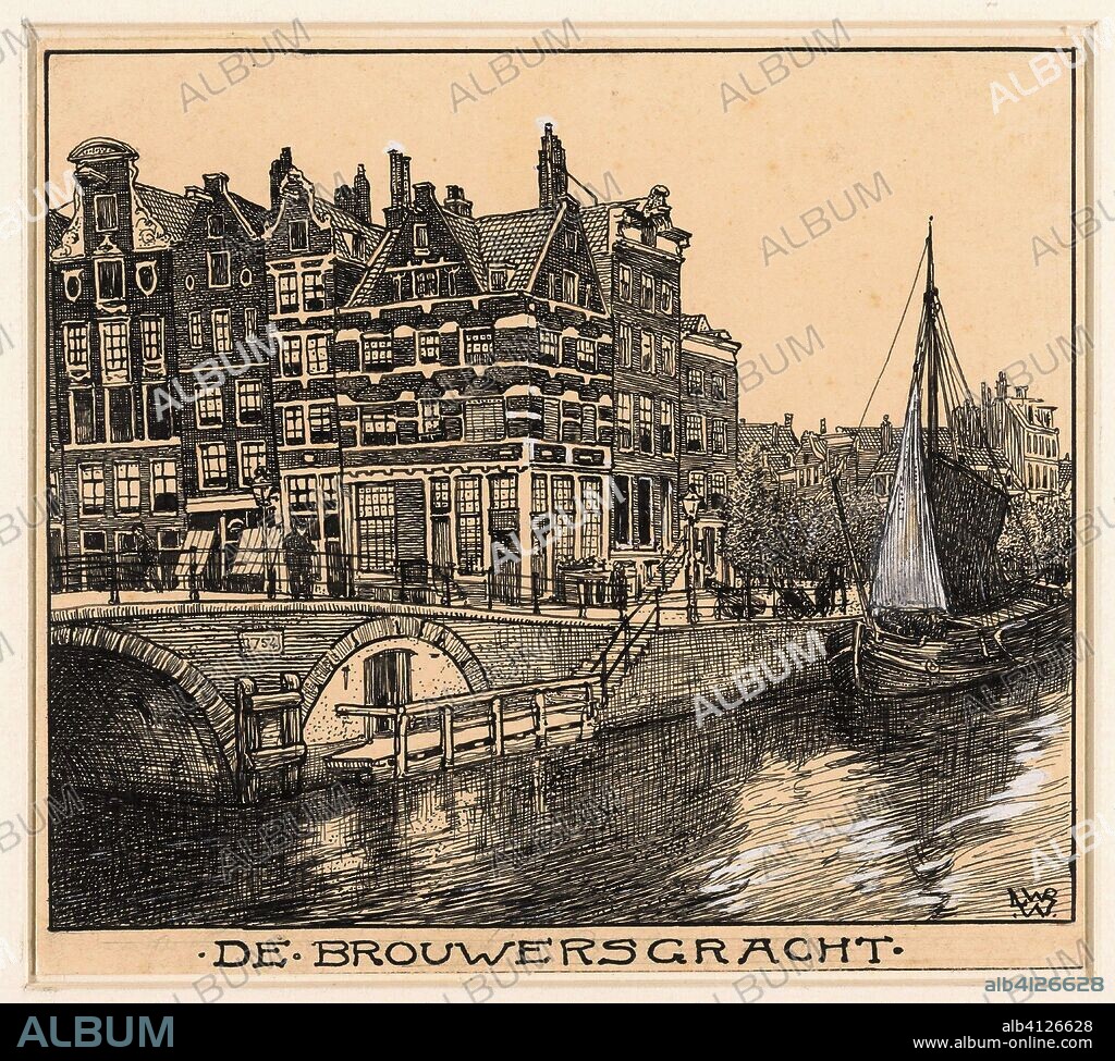 The Brouwersgracht in Amsterdam. Draughtsman: Willem Wenckebach. Dating: 1870 - 1937. Place: Amsterdam. Measurements: h 148 mm × w 166 mm.