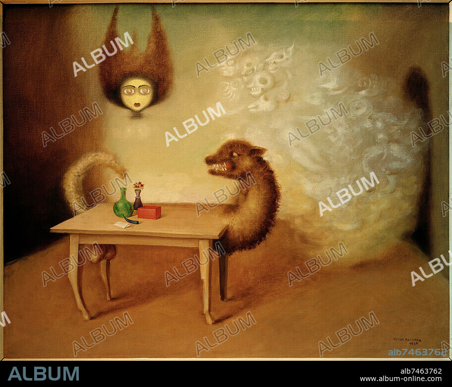 VICTOR BRAUNER. Brauner, Victor; 1903-1966. "Espace psychologique" (Psychologischer Raum), 1939. Öl auf Leinwand, 65 x 81 cm. Privatsammlung.