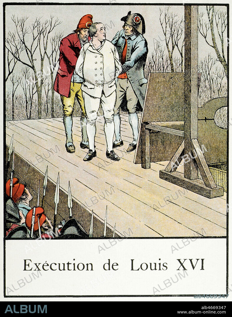 Execution de LOUIS XVI (1754-1793) . Illustration de 1929 par JOB (1858-1931) pour La petite Histoire de France par Jacques BAINVILLE (1879-1936). Credit : Collection KHARBINE-TAPABOR.
