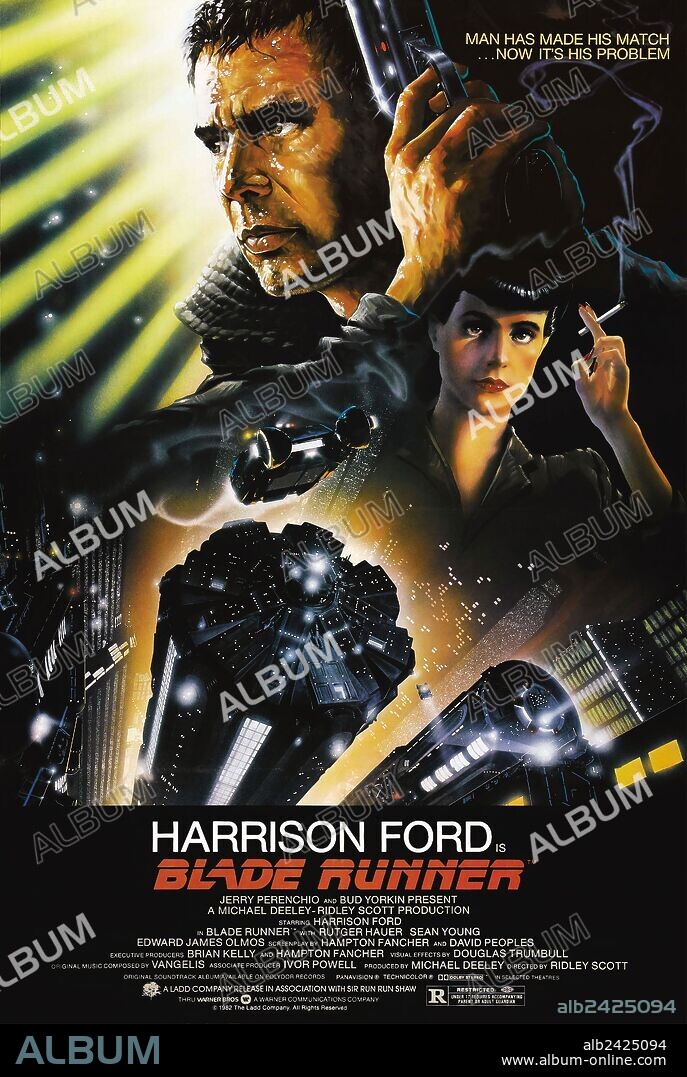 Poster of BLADE RUNNER, 1982, directed by RIDLEY SCOTT. Copyright LADD COMPANY/WARNER BROS.