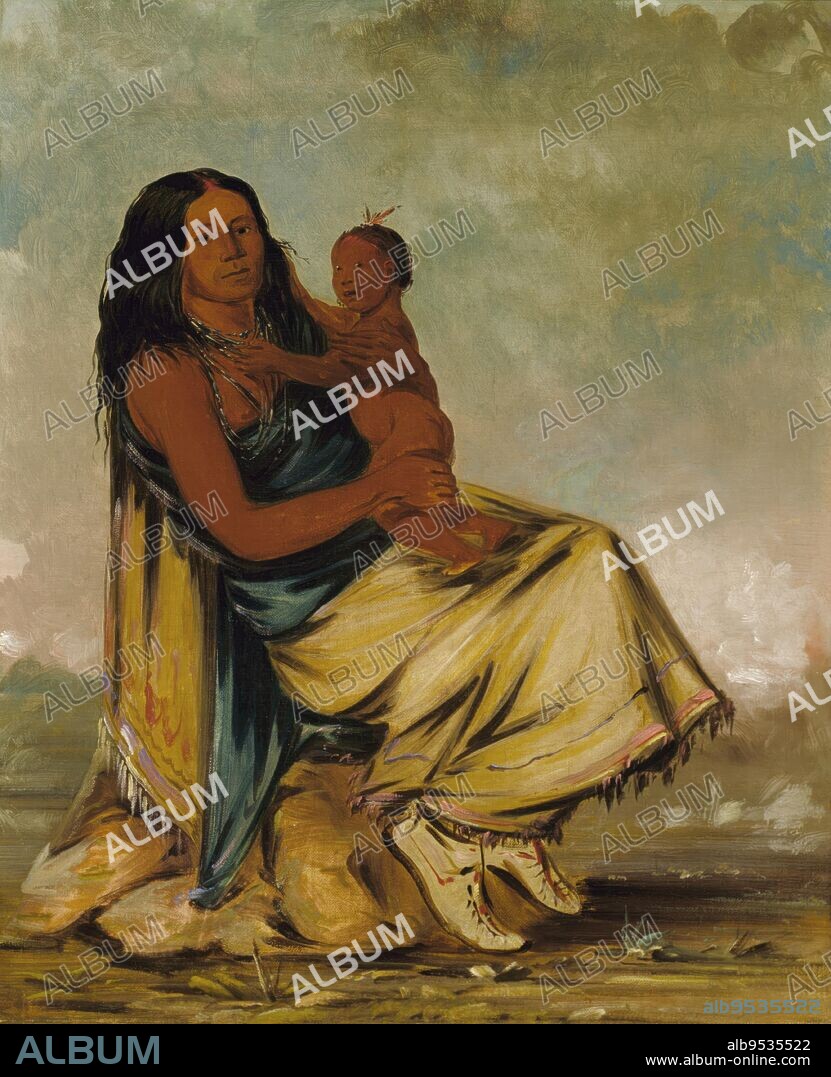 GEORGE CATLIN. Wáh-chee-te, Wife of Cler-mónt, and Child. oil on canvas. Date: 1834.