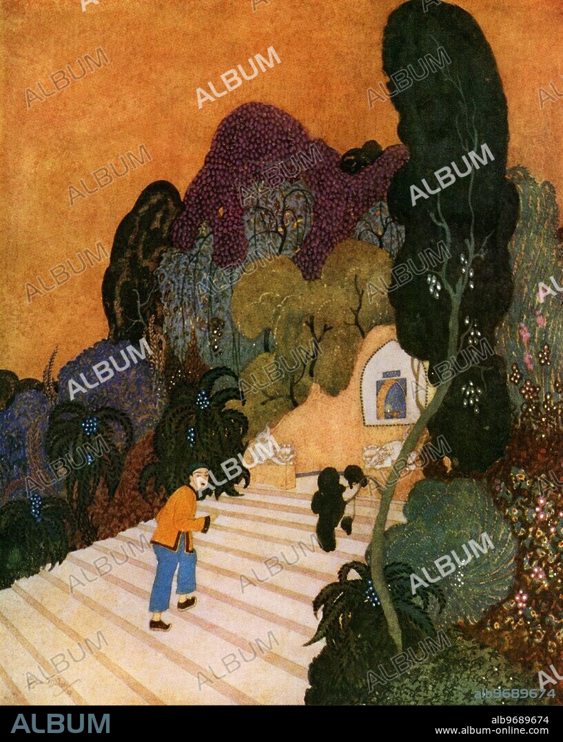 Aladdin in the Cave - classic Arabian Nights Tale "Aladdin" - Assumed to be an illustration by Edward Dulac (1882-1953), book illustrator prominent during the so called "Golden Age of Illustration" (approximately the first quarter of the twentieth century) - 1914. ©TopFoto.