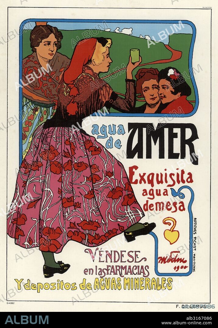 MARY SHERWOOD WRIGHT JONES. Publicidad. Agua de Amer, agua mineral de mesa. Años 1910.