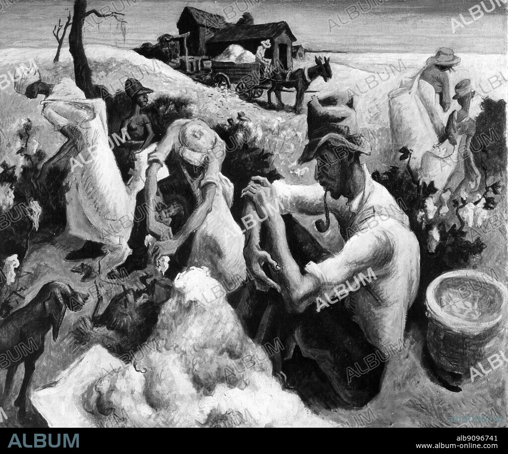 Cotton Pickers Georgia 1932 by Thomas Hart Benton.
