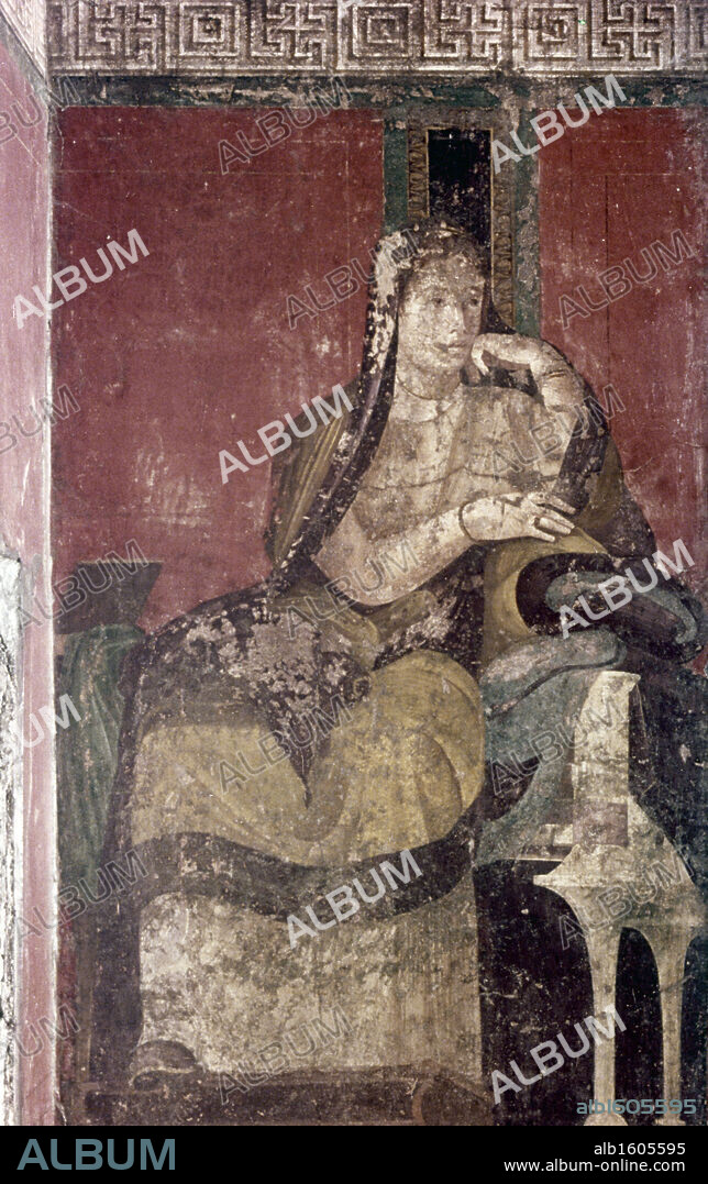 ROMAN ART. Italy, Pompeii, Villa of the Mysteries, The Domini (Initiated Bride), fresco, 50 BCE.