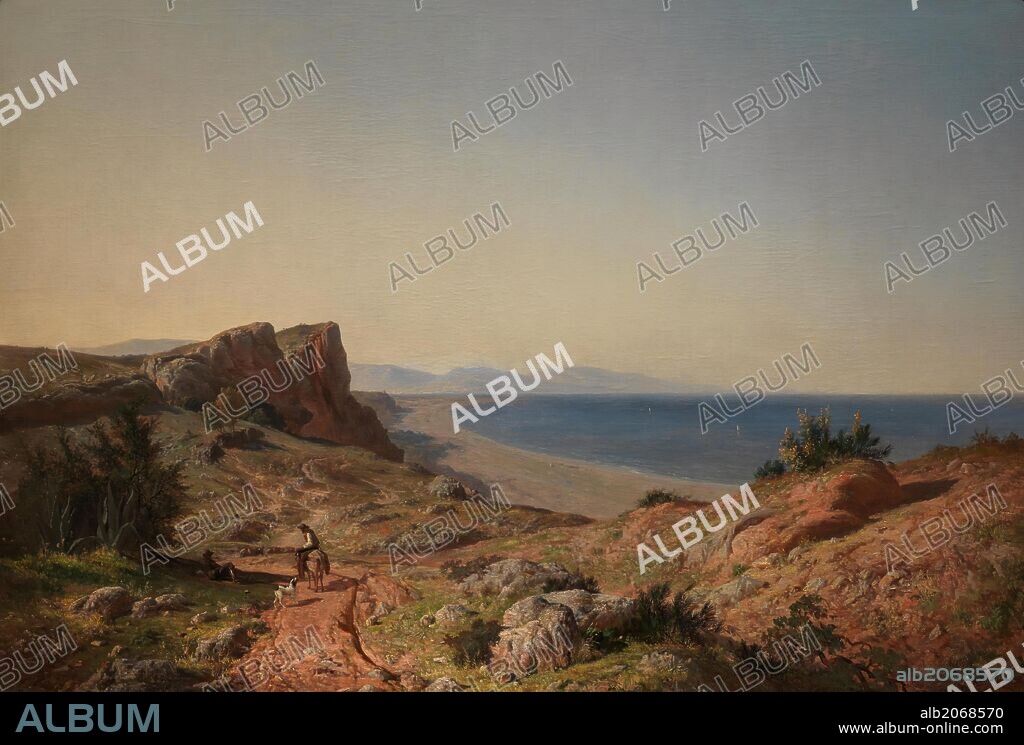 Carlos de Haes / 'Un paisaje. Recuerdos de Andalucía, costa del Mediterráneo, junto a Torremolinos', 1860, Escuela Española, Óleo sobre Lienzo, 114 cm x 165 cm, P04836.