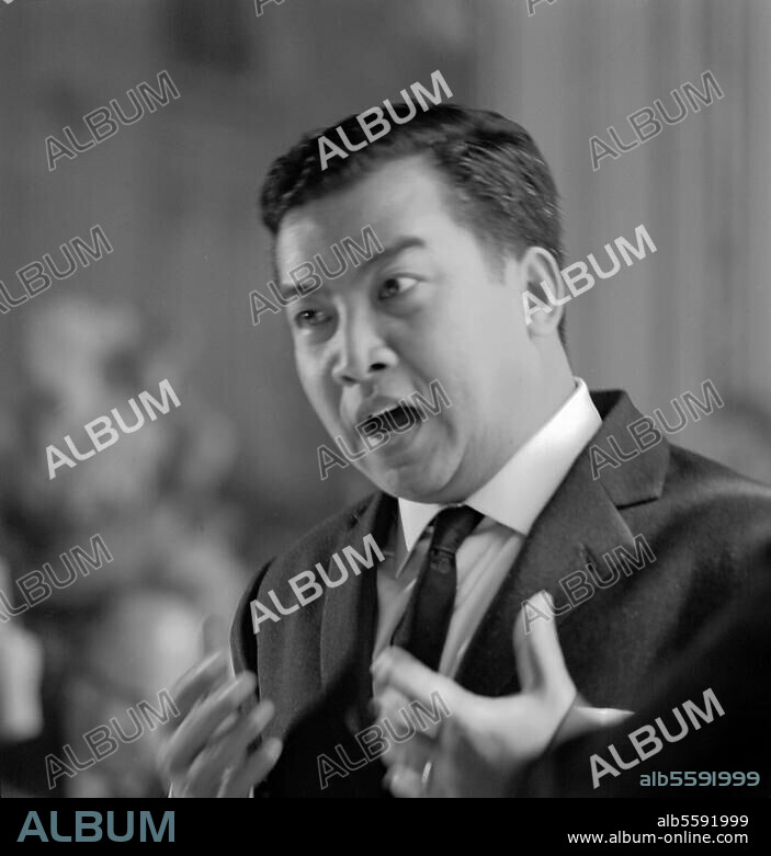 Sihanouk, Norodom Varman Cambodian politician, 1941-1955 king of Cambodia, Prime Minister, at the same time head of state from 1960, exiled. 1970 -5 and 79-91; since 1993 King again; born 31.10.1922 Phnom Penh. Sihanouk during a speech. Photo, 1966.