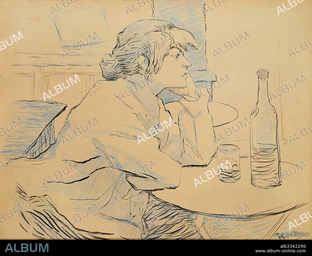 HENRI DE TOULOUSE LAUTREC. The Drinker (Suzanne Valadon).