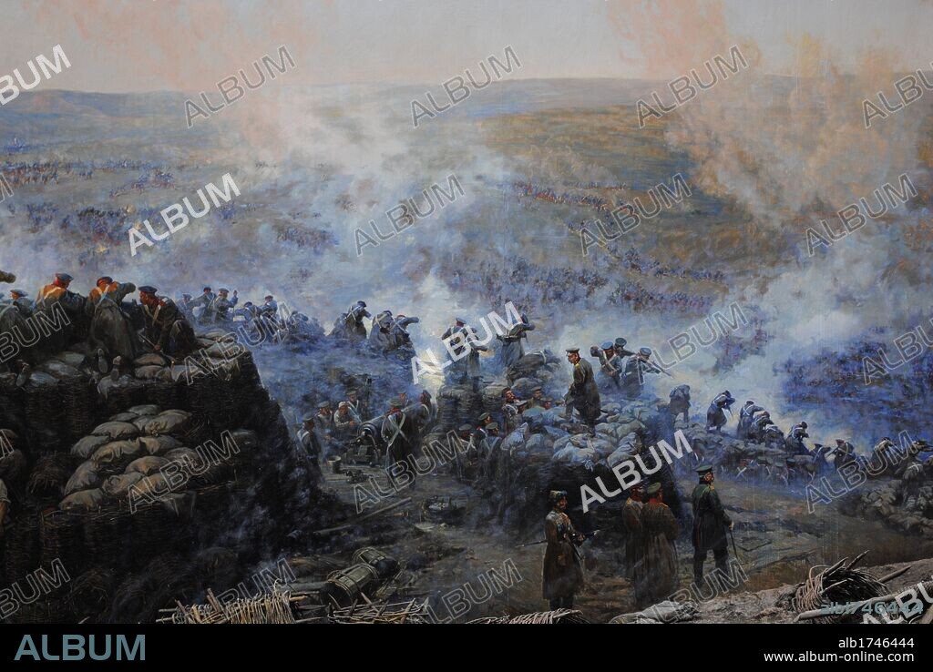 Crimean War (1853-1856). Siege of Sevastopol, 1854-1855, by Franz Alekseyevich Roubaud (1856-1928). The city, on the Black Sea, was besieged for 11 months. Detail. Museum of Heroic Defense and Liberation of Sevastopol. Crimean Peninsula. Ukraine.