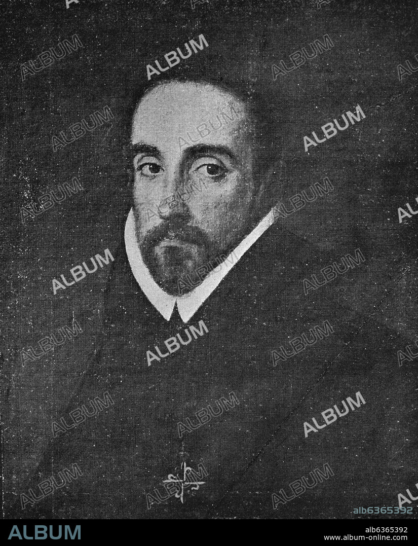 JUAN DE FONSECA Y FIGUEROA. RETRATO DE FRANCISCO DE RIOJA - 1583/1659 -  FOTOGRAFIA EN BLANCO Y NEGRO DEL ORIGINAL.