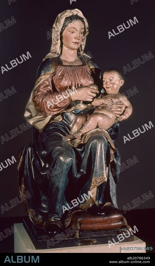 PIETRO TORRIGIANO O TORRIGIANI (1472-1528). VIRGEN DE BELEN - SIGLO XVI -  ESCULTURA EN BARRO COCIDO Y POLICROMADO.