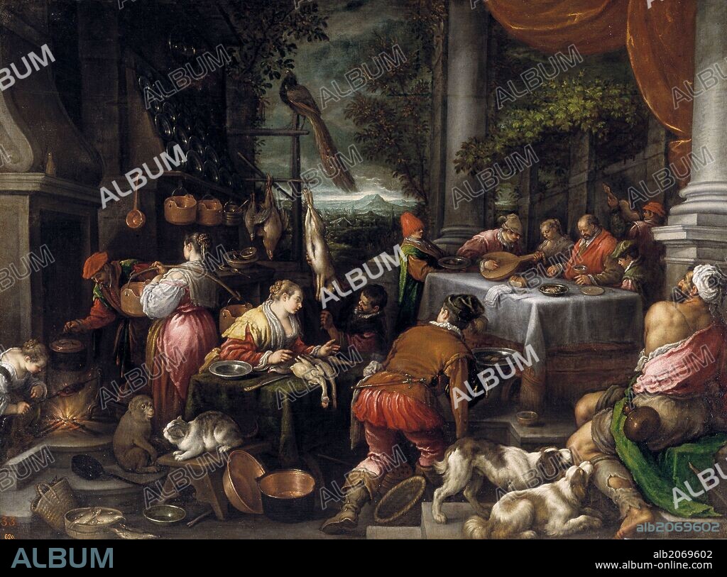 Leandro Bassano / 'The Rich Man and Lazarus', Second half 16th century, Italian School, Oil on canvas, 150 cm x 202 cm, P00029.