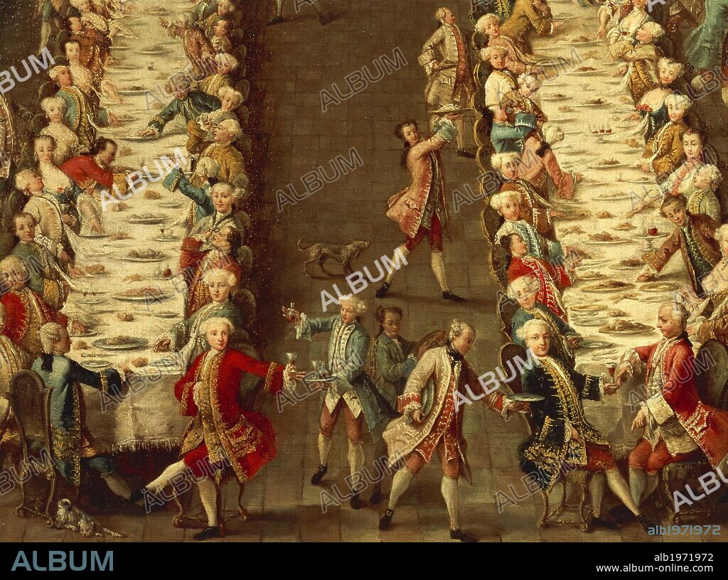 The Banquet at Casa Nani in Giudecca, from the School of Pietro Longhi, 18th-19th Century.