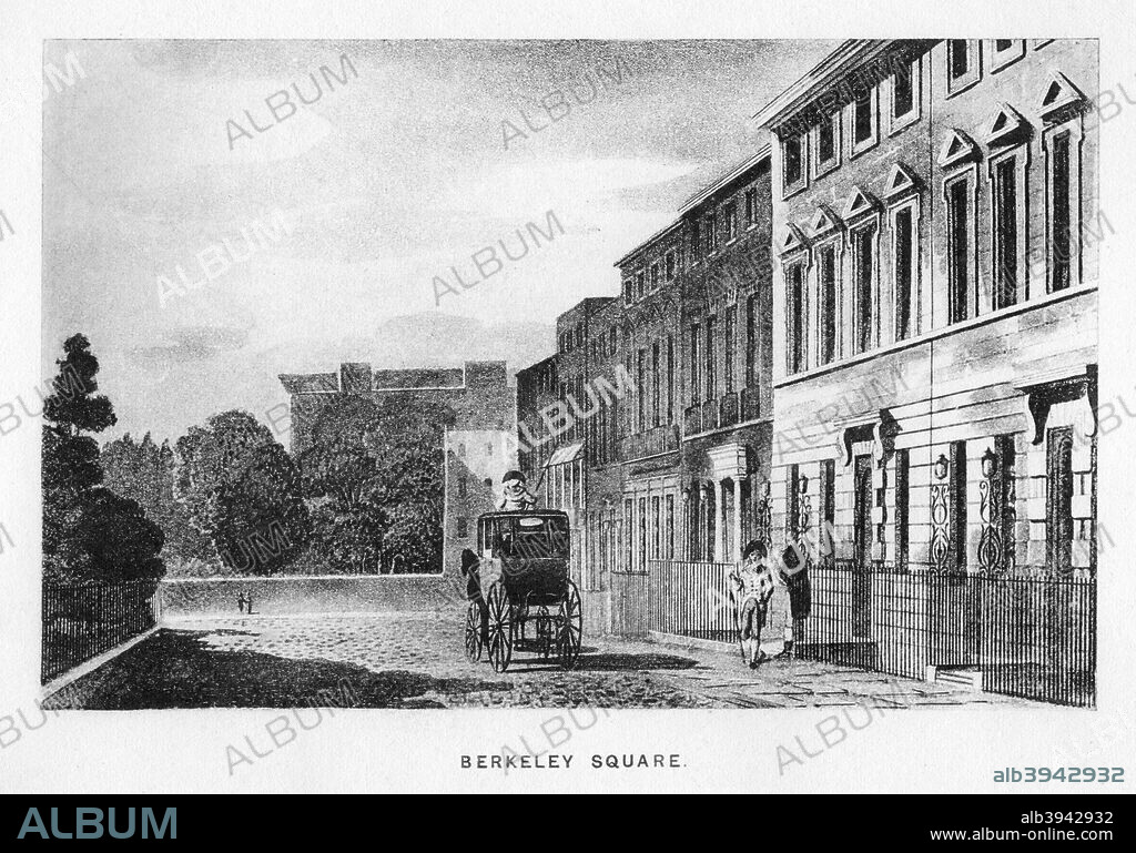 Berkeley Square, London, c18th century (1907). Berkeley Square was laid out in the 18th century by William Kent. A print from The History of the Squares of London Topographical and Historical by E Beresford Chancellor, Kegan Paul, Trench, Trubner and Co Ltd, London, 1907.