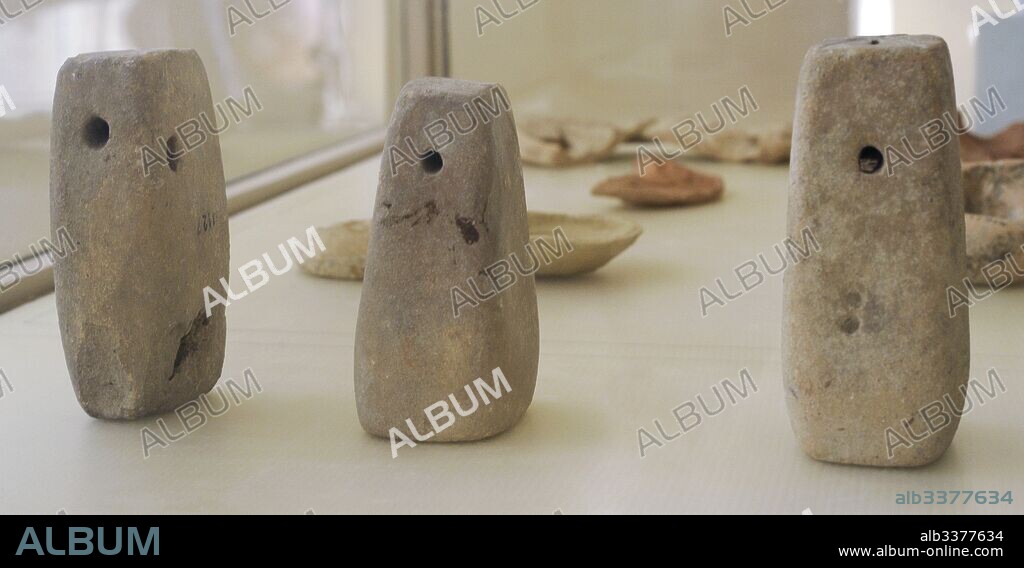Weights of loom.  Roman period. National Archaeological Museum. Tarragona, Catalonia, Spain.