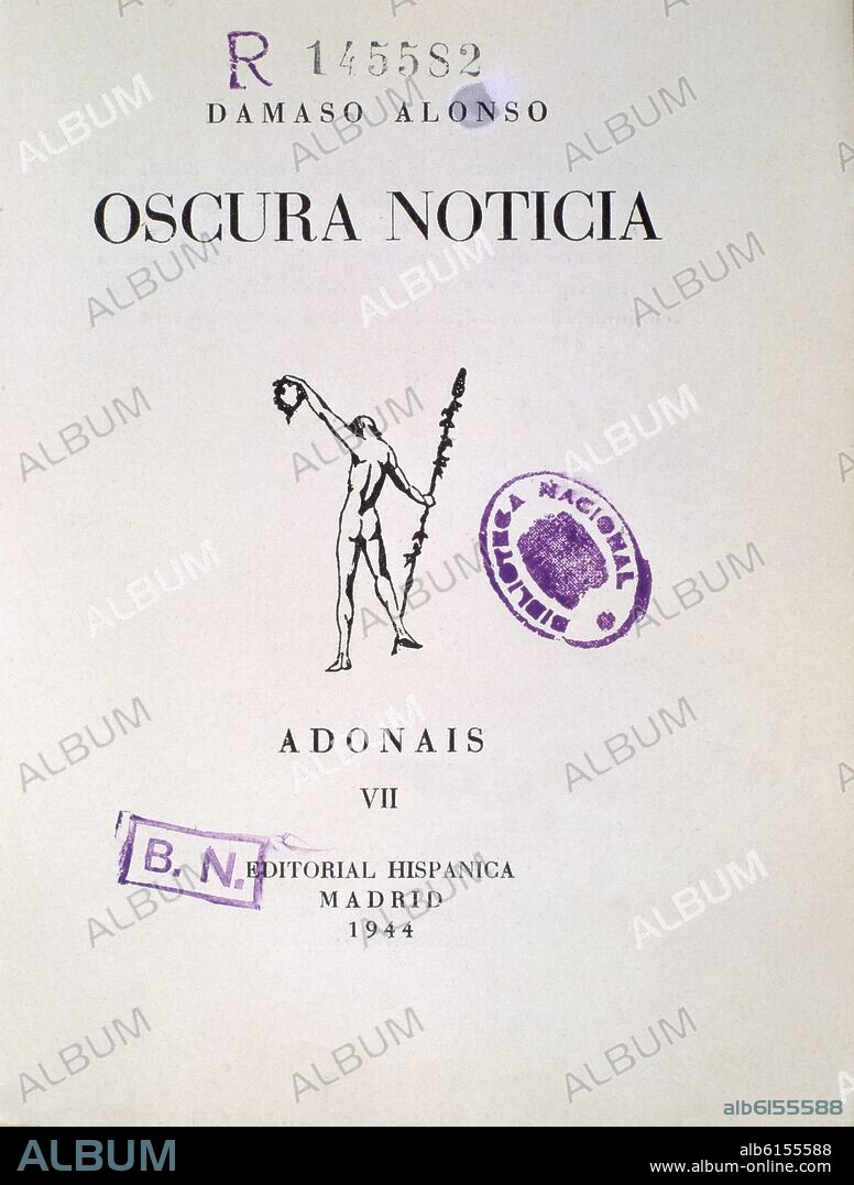 ALONSO DAMASO. OSCURA NOTICIA 1959.