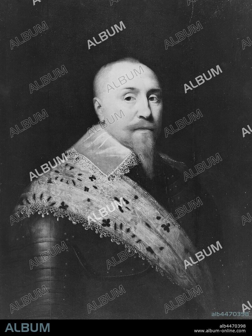 King Gustav II Adolf, Gustaf II Adolf, painting, Gustavus Adolphus of Sweden, oil on panel, Height, 78 cm (30.7 inches), Width, 61 cm (24 inches), Påskrift, Jan Ant, , Van Ravesteyn (1572-1651), a tergo with pencil, Mataloni, Roma, on yellow note.
