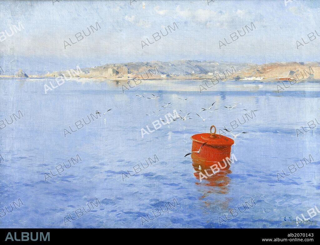 ELISEU MEIFRÈN. Eliseo Meifrén Roig / 'Marina con una boya', Spanish School, Canvas, 46 cm x 63 cm, P05859.