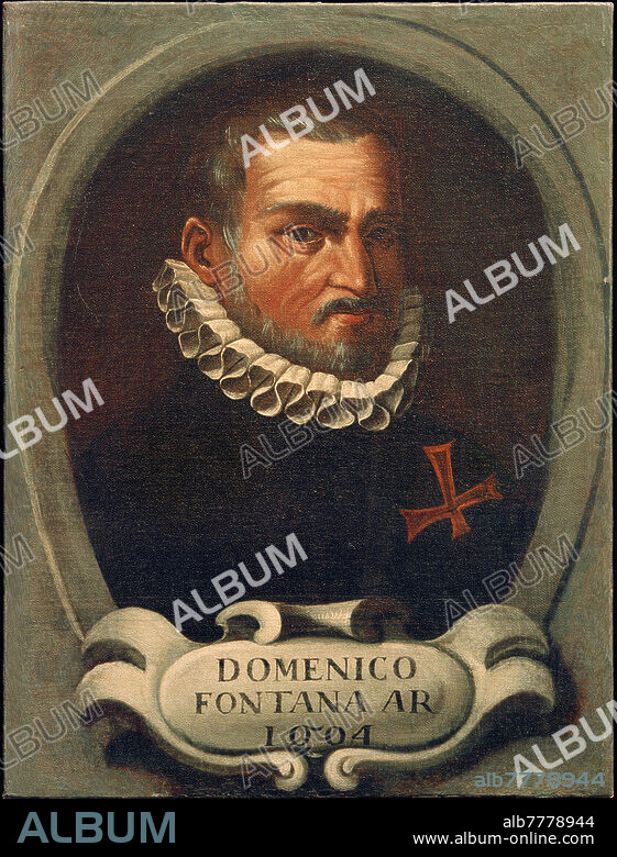 Domenico Fontana; Italian architect and engineer. 1543-1607. Portrait of the Domenico Fontana. Painting, 1604, by unknown artist (active early 17th century). Oil on wood, 70 × 53 cm. Rome, Accademia Nazionale di San Luca.