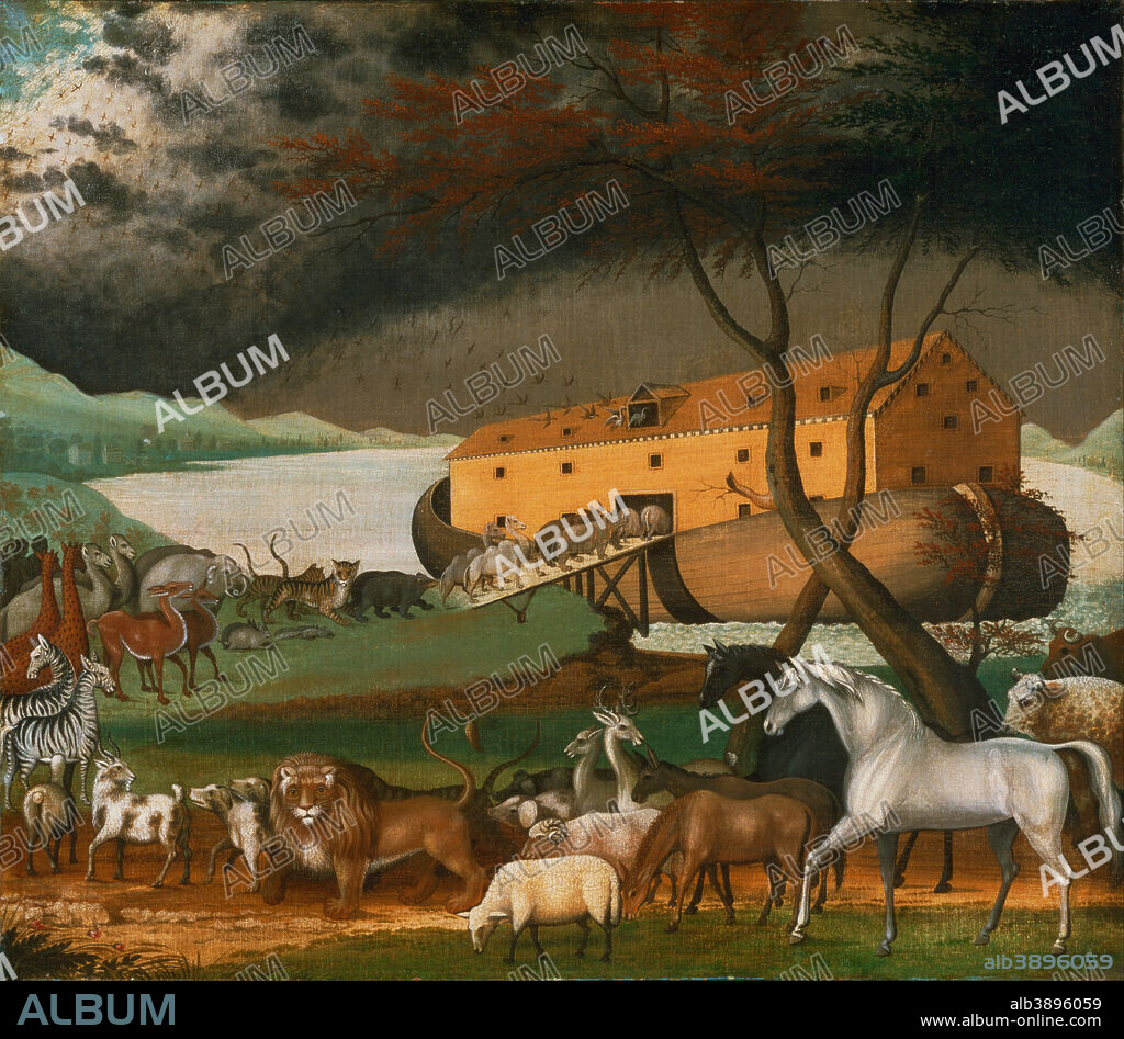 EDWARD HICKS. Noah's Ark. Date/Period: 1846. Painting. Oil on canvas Oil on canvas. Height: 668.78 mm (26.32 in); Width: 772.67 mm (30.42 in).