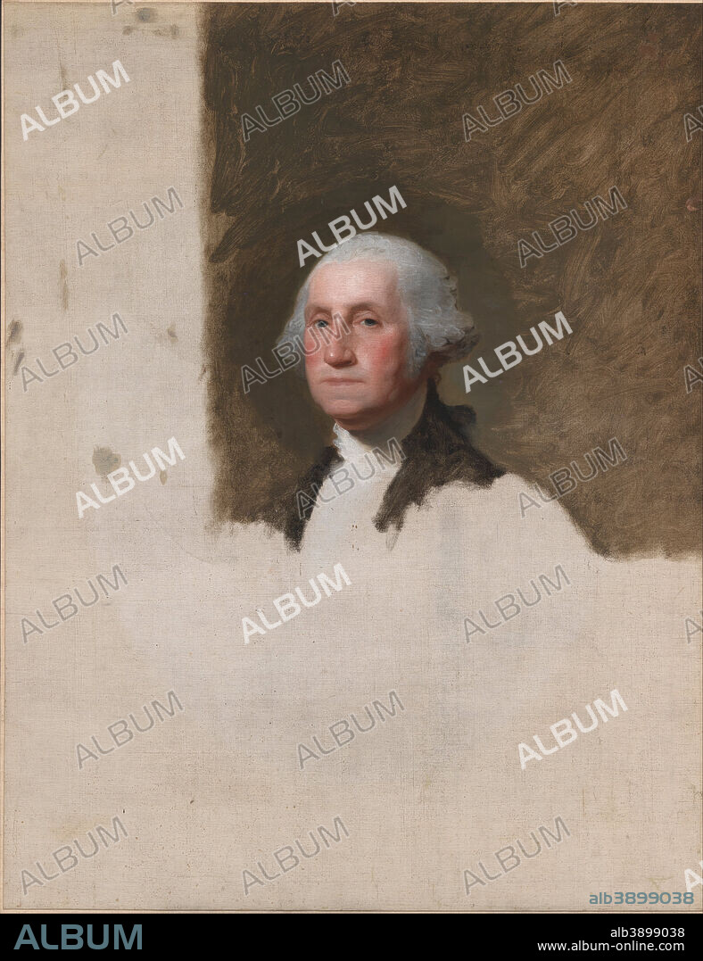 GILBERT STUART. George Washington (The Athenaeum Portrait). Date/Period: April 12, 1796. Painting. Oil on canvas. Height: 1,219 mm (47.99 in); Width: 940 mm (37 in).