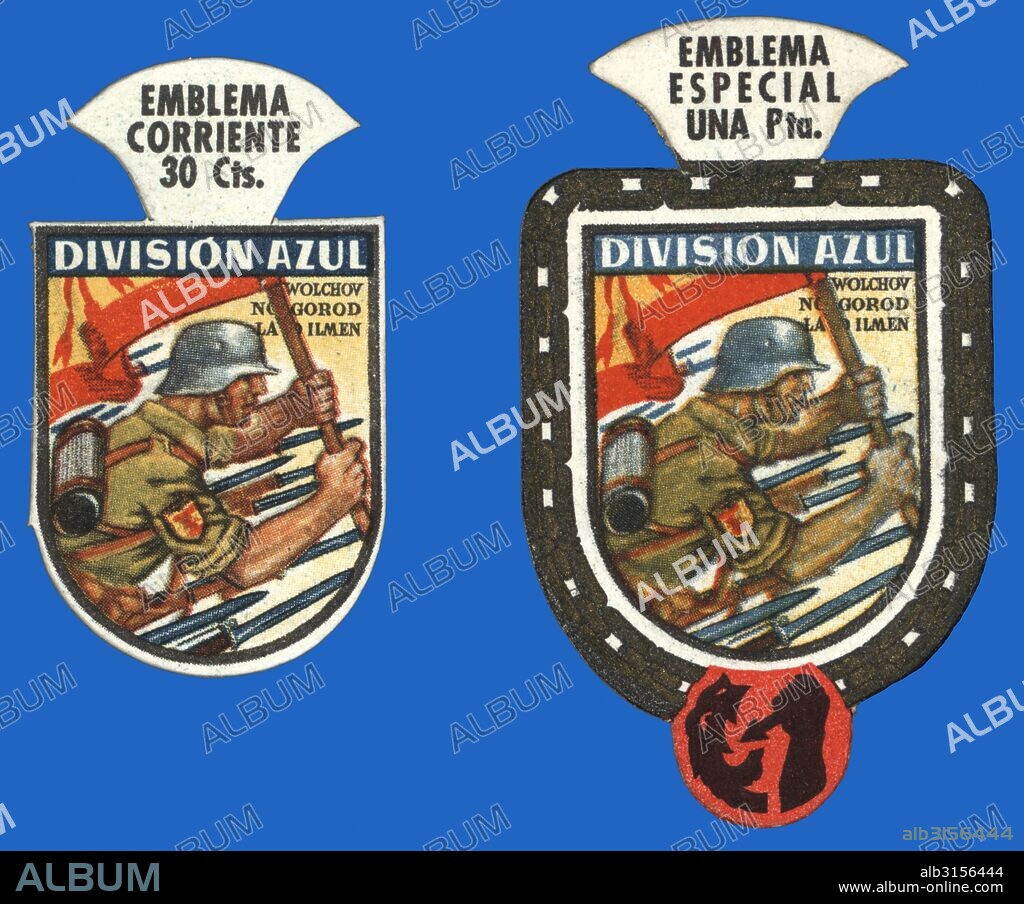 Segunda guerra mundial. Emblema de pago voluntario para ayuda de la División azul en la campaña de Rusia. Año 1941.
