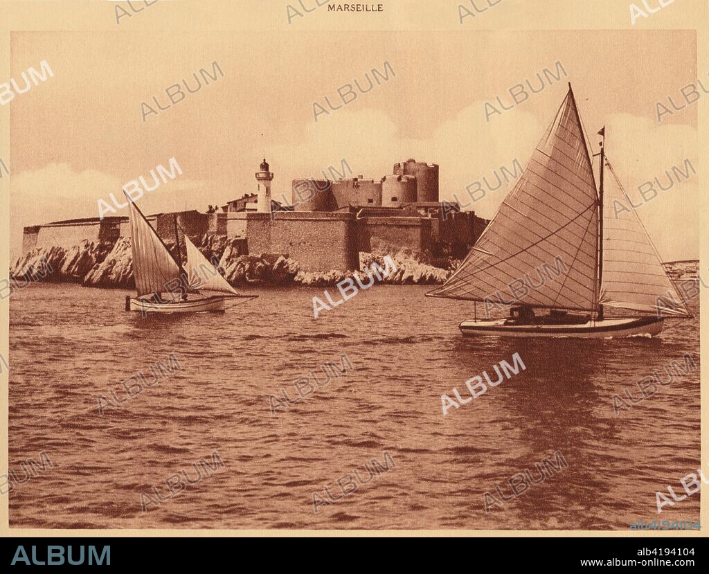 'Chateau d'If', (Castle of If), Marseille, 1930. Famous as a settings of Alexandre Dumas' adventure novel The Count of Monte Cristo.  From "La Cote d'Azur de Marseille a Menton". [Levy & Neurdein, Paris, 1930].