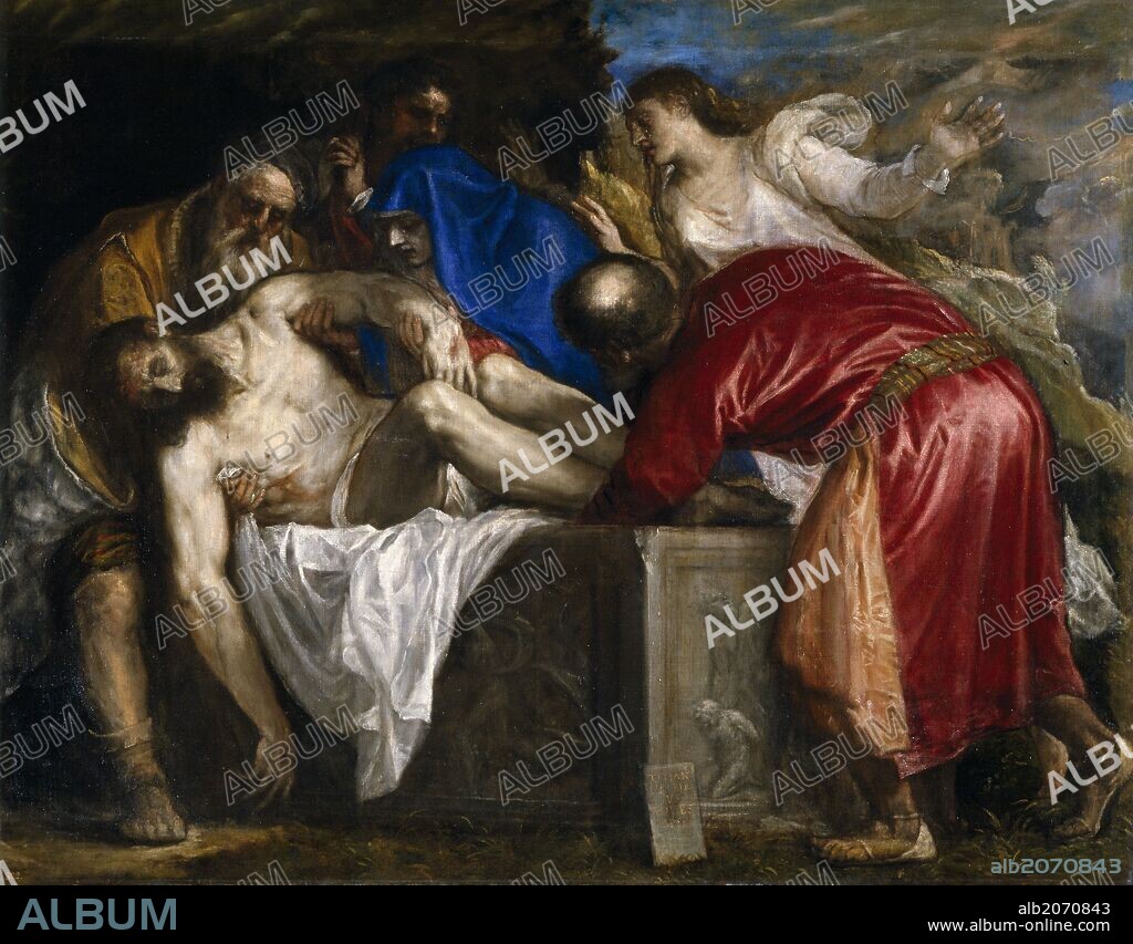 TITIAN. Vecellio di Gregorio Tiziano / 'The Burial of Christ', 1559, Italian School, Oil on canvas, 136 cm x 174,5 cm x 2,3 cm, P00440.