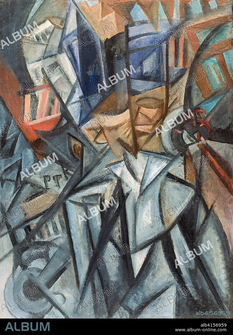 OLGA ROZANOVA. Olga Rózanova (Melenki, 1886-Moscú, 1918). Hombre en la calle (Análisis de volúmenes) (1913). Óleo sobre lienzo. 83 x 61,5 cm.