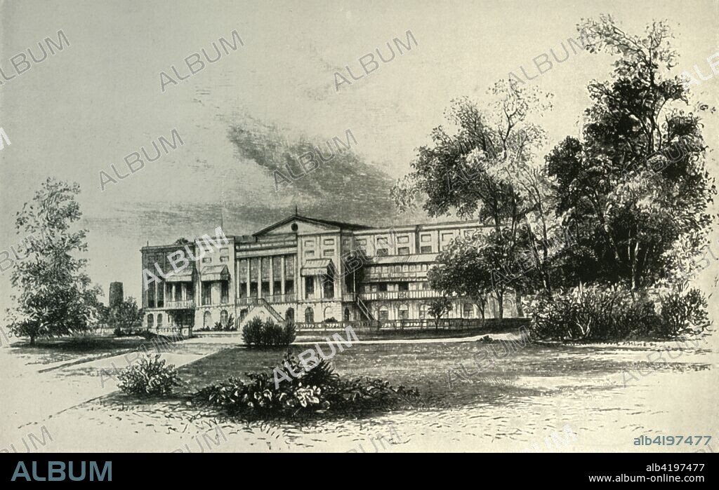 'Barrackpore House, 1856', (1925). From British Government in India, Volume Two, by Lord Curzon of Kedleston. [Cassell and Company Ltd, London, New York, Toronto and Melbourne, 1925].